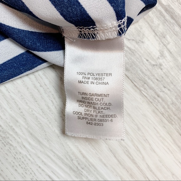 A.N.A. Sheer Navy Striped Blouse - Picture 7 of 7